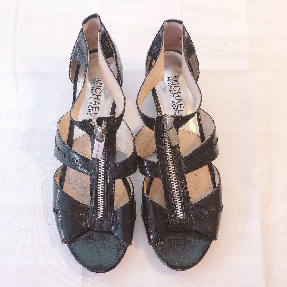 Michael Kors Berkley Patent Low Wedge Sandals